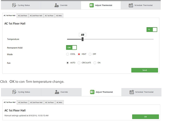 screenshot showing where in a BGE account, on their website, to access thermostat settings