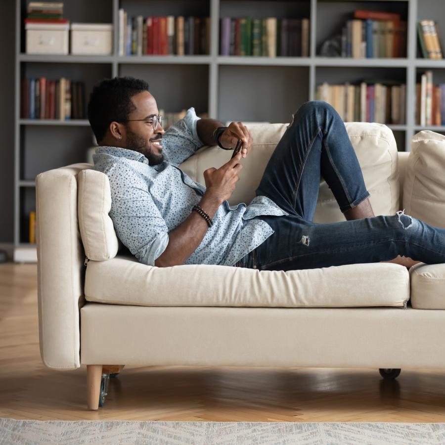 man on couch