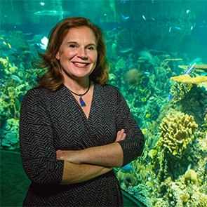 woman at aquarium